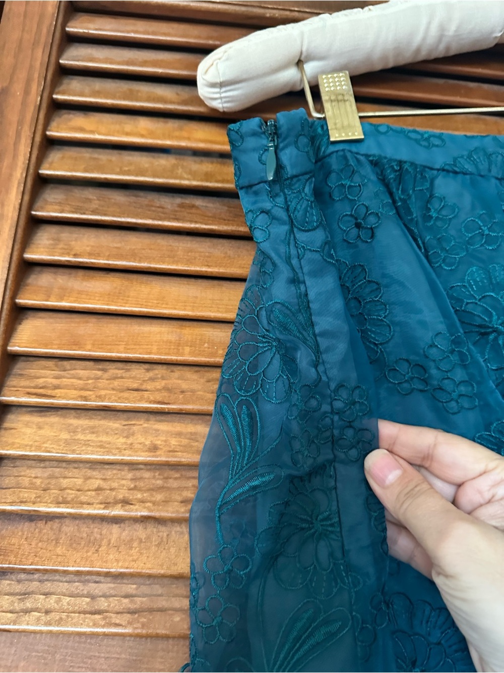 Yoana Baraschi for Anthropologie Blossomed Aubrieta lace teal skirt size 14 - Picture 9 of 13